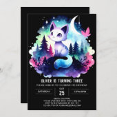 マジカルおもしろいキャット誕生日 招待状 (正面/裏面)