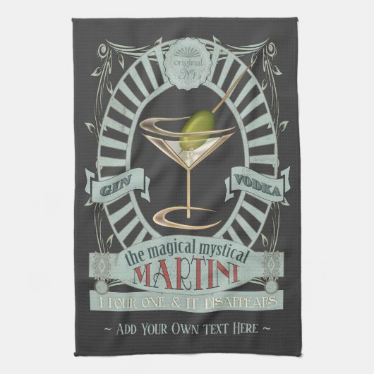 マジカルおもしろいマティーニカクテルキパーソナライズされたッチ キッチンタオル (縦)
