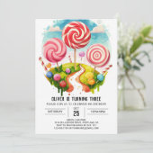 マジカルおもしろい棒つきキャンデー誕生日 招待状 (スタンド正面)