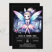 マジカルお洒落フェアリー誕生日 招待状 (正面/裏面)