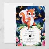 マジカルお洒落リス誕生日 招待状 (正面/裏面)