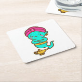 マジカルかわいいジン – ネオンスピリット スクエアペーパーコースター (アングル)