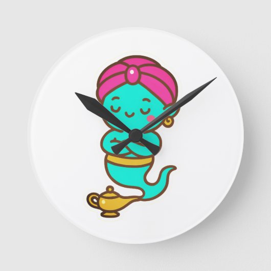 マジカルかわいいジン – ネオンスピリット ラウンド壁時計 (正面)