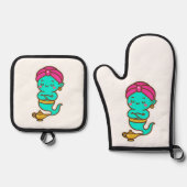 マジカルかわいいジン – ネオンスピリット 鍋つかみ&鍋敷きセット (正面)