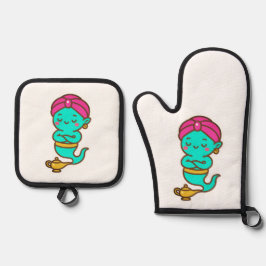 マジカルかわいいジン – ネオンスピリット 鍋つかみ&鍋敷きセット