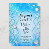 マジカルアンダーザシーアクアブルースウィート16誕生日 招待状 (正面/裏面)