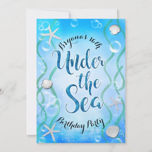 マジカルアンダーザシーアクアブルースウィート16誕生日 招待状 (裏面)