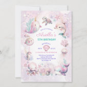 マジカルアンダーザシーアニマルズガール海誕生日 招待状 (正面)