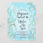 マジカルアンダーザシーソフトブルースウィート16誕生日 招待状 (正面/裏面)