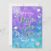 マジカルアンダーザシーパープルティール(緑がかった色)スウィート16パーティー 招待状 (裏面)