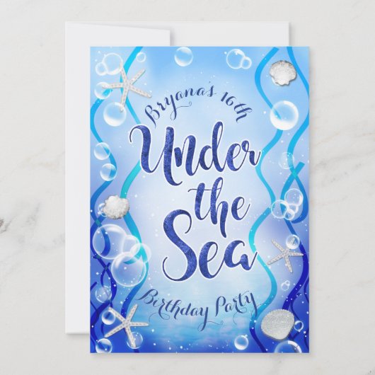 マジカルアンダーザシーブルーフェードスウィート16誕生日 招待状 (裏面)