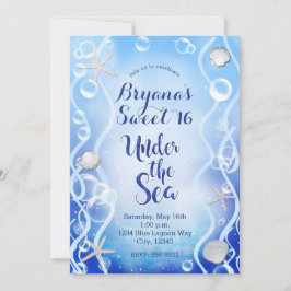 マジカルアンダーザシーブルーフェードスウィート16誕生日 招待状