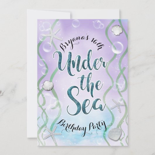 マジカルアンダーザシーラベンダースウィート16誕生日 招待状 (裏面)