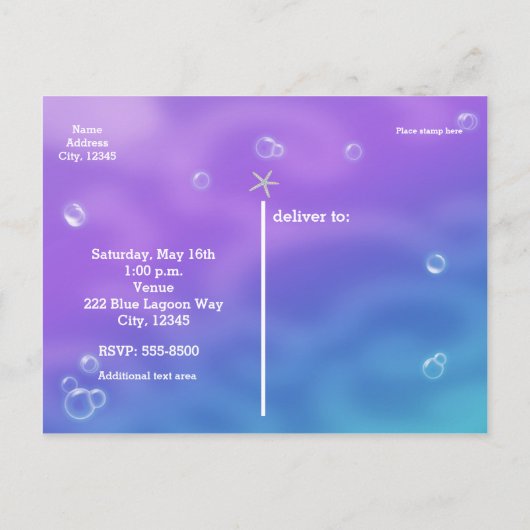 マジカルアンダーザシー誕生日はがき招待状 インビテーションポストカード (裏面)