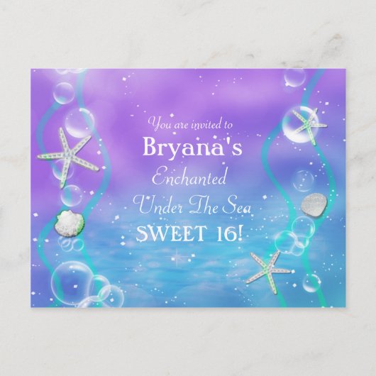 マジカルアンダーザシー誕生日はがき招待状 インビテーションポストカード (正面)