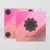 マジカルイベント ブラック ケルト フラワー ピンク シルク インビテ 招待状 (正面/裏面)