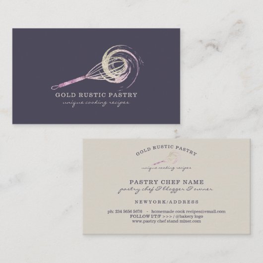マジカルウィスクベーカリーラスティックパティシシェフパープル 名刺 (正面/裏面)