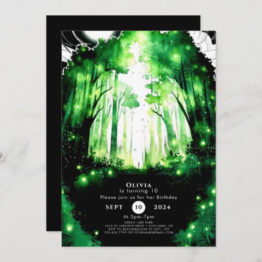マジカルウィムシーウッドランド誕生日 招待状 (正面/裏面)