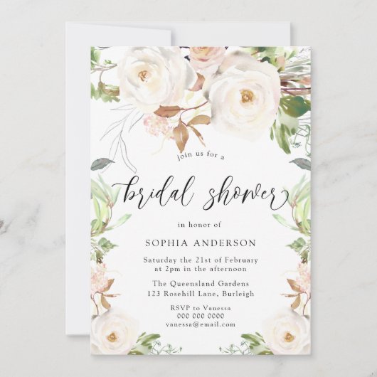 マジカルウィンター春フローラエレガントブライダルシャワー 招待状 (正面)
