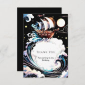 マジカルウォーターカラーマテイパイレーツ誕生日 サンキューカード (正面/裏面)