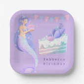 マジカルウォーターカラーマーメイドの誕生日紙皿 ペーパープレート (正面)