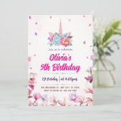 マジカルウォーターカラーユニコーン誕生日招待状 招待状 (スタンド正面)