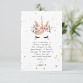 マジカルウォーターカラーユニコーン顔誕生日 サンキューカード (スタンド正面)