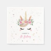 マジカルウォーターカラーユニコーン顔誕生日 スタンダードカクテルナプキン (正面)