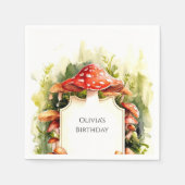 マジカルウッズマッシュルーム誕生日 スタンダードカクテルナプキン (正面)