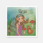 マジカルウッドランドフェアリーファースト誕生日ナプキンス スタンダードカクテルナプキン (正面)