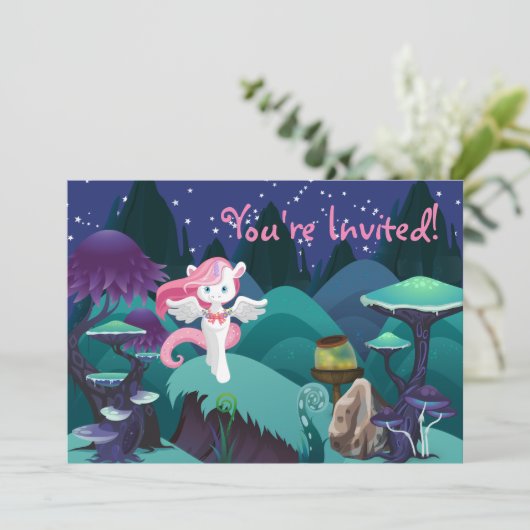 マジカルエンチャントユニコーン誕生日招待状 招待状 (スタンド正面)