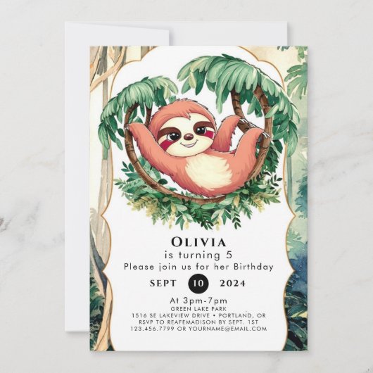 マジカルカラフルスロース誕生日 招待状 (正面)