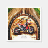 マジカルカラフルバイク誕生日 スタンダードカクテルナプキン (正面)