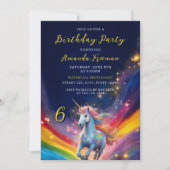 マジカルカラフルレインボーユニコーン第6誕生日 招待状 (正面)