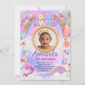 マジカルカラフルレインボー子供の誕生日招待状 招待状 (正面)