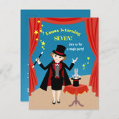 マジカルガールショー誕生日パーティー インビテーションポストカード (正面/裏面)