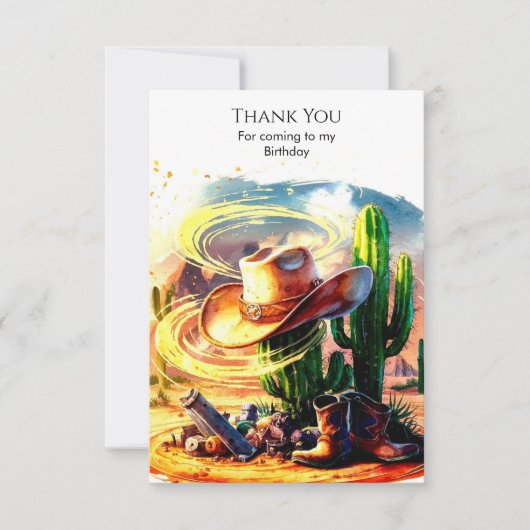 マジカルキッズカウボーイ誕生日 サンキューカード (正面)