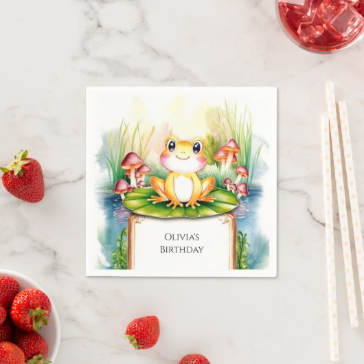 マジカルキッズカエル誕生日 スタンダードカクテルナプキン (インサイチュ)