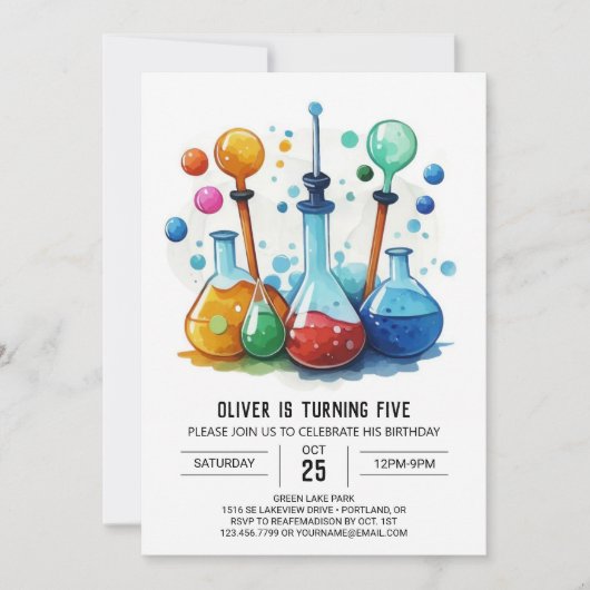 マジカルキッズギアサイエンティスト誕生日 招待状 (正面)