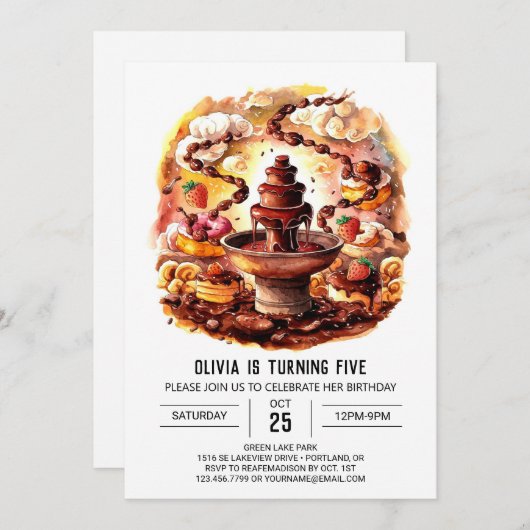 マジカルキッズチョコレート誕生日 招待状 (正面/裏面)