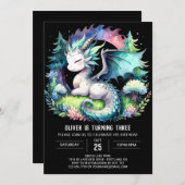 マジカルキッズドラゴン誕生日 招待状 (正面/裏面)