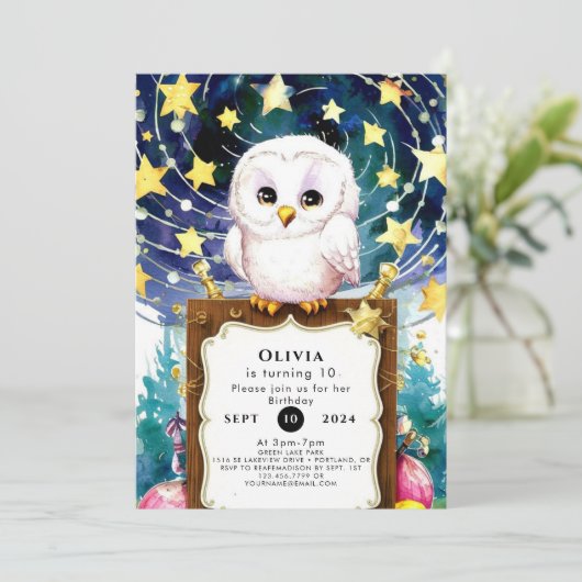 マジカルキッズフクロウ誕生日 招待状 (スタンド正面)