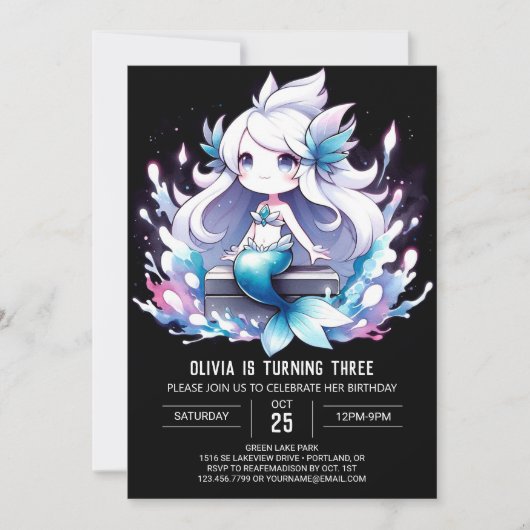マジカルキッズマーメイド誕生日 招待状 (正面)