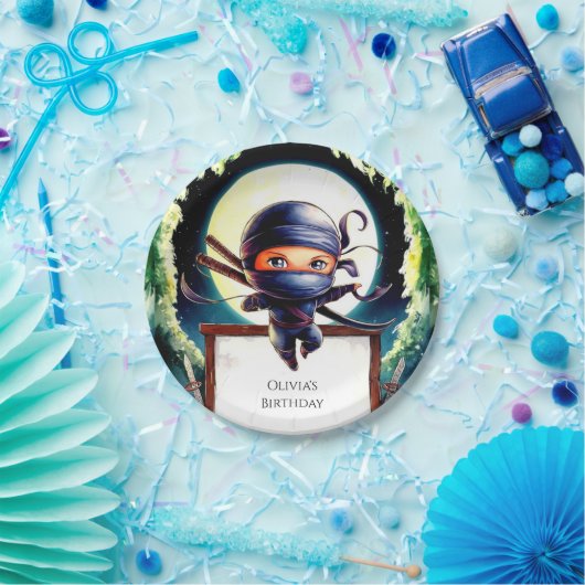 マジカルキッズ忍者誕生日 ペーパープレート (パーティー)