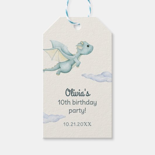 マジカルキャッスルキュートドラゴンズ子供の誕生日 ギフトタグ (正面)