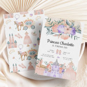 マジカルキャッスルモダンピンクプリンセス誕生日 招待状