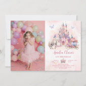 マジカルキャッスルユニコーンプリンセス誕生日写真 招待状 (正面)