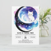 マジカルキャットプリント可能誕生日 招待状 (スタンド正面)