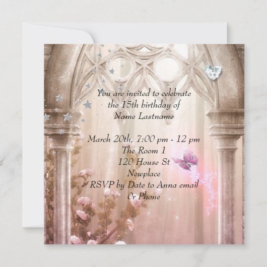 マジカルキンセアニェラ15thピンクプリンセスパーティー 招待状 (裏面)