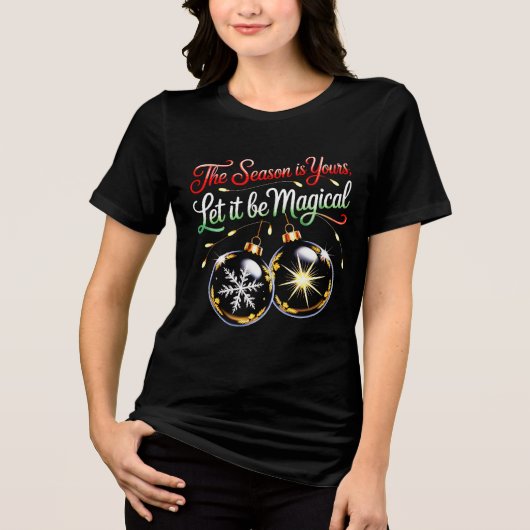 マジカルクリスマスオーナメント 静かな雪と輝き トライブレンドTシャツ (正面)
